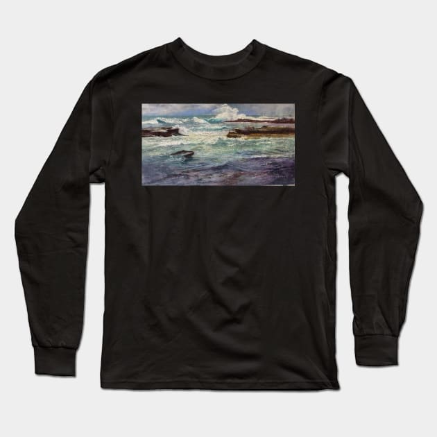 'Textured Waves' Long Sleeve T-Shirt by Lyndarob